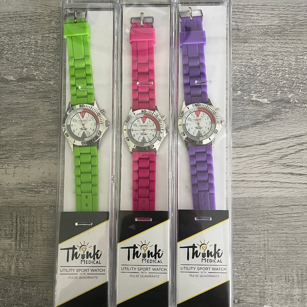 NEW ~ LOT OF 3! Think Medical Nurse Nurses Silicone Wrist Watch 24 Hour